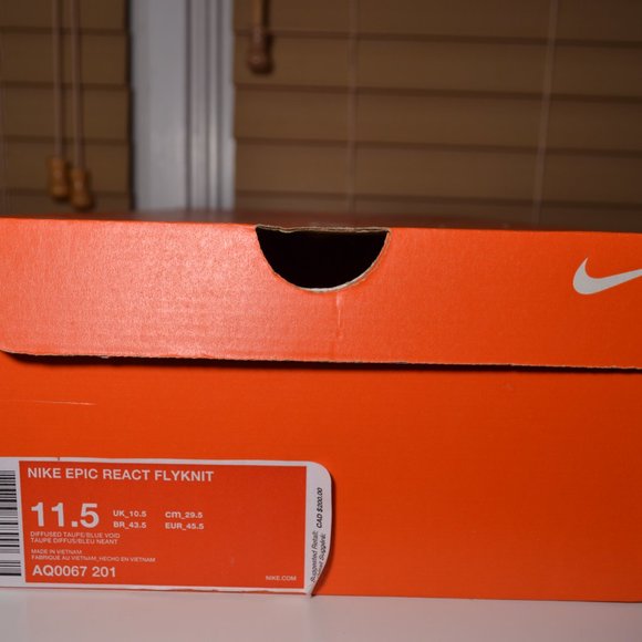 Mens Nike Epic React Flyknit Diffused Taupe Blue Sneakers  AQ0067-201 SizeUS11.5 - Picture 8 of 10